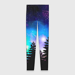 Леггинсы женские Космический лес, елки и звезды, цвет: 3D-принт