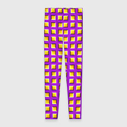Леггинсы женские Фиолетовый Фон с Желтыми Квадратами Иллюзия Движен, цвет: 3D-принт