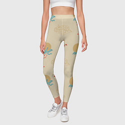 Леггинсы женские Китайский орнамент Феникс, цвет: 3D-принт — фото 2