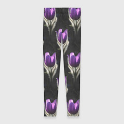 Леггинсы женские Фиолетовые цветы - паттерн, цвет: 3D-принт
