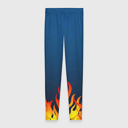 Леггинсы женские Пламя огня синий фон, цвет: 3D-принт