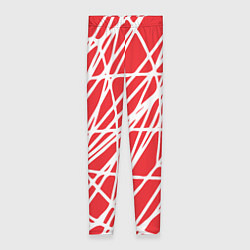 Леггинсы женские Белые линии на красном фоне Абстракция, цвет: 3D-принт