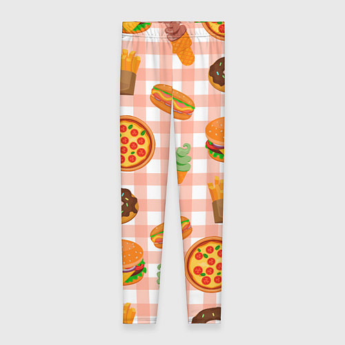 Женские легинсы PIZZA DONUT BURGER FRIES ICE CREAM pattern / 3D-принт – фото 1