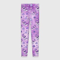 Леггинсы женские Танцующие русалки на фиолетовом, цвет: 3D-принт