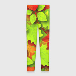 Леггинсы женские Зелёные осенние листья, цвет: 3D-принт