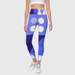 Леггинсы женские Геометрические синие, фиолетовые и белые фигуры, цвет: 3D-принт — фото 2