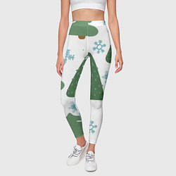 Леггинсы женские Новогодние ёлочки, цвет: 3D-принт — фото 2