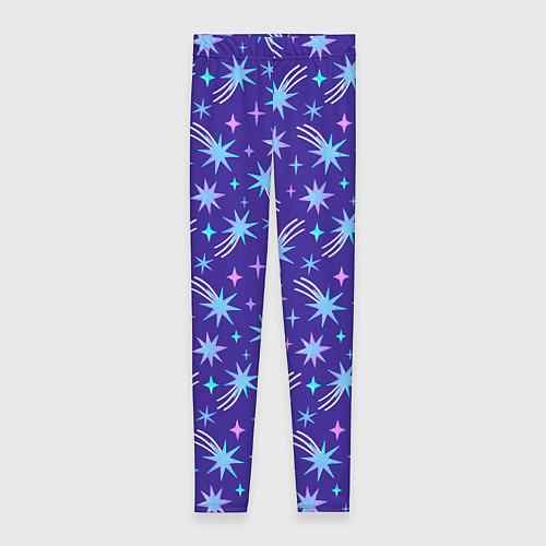 Женские легинсы Цветные звезды в зимнем синем небе / 3D-принт – фото 1