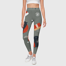 Леггинсы женские Новогодние снегири, цвет: 3D-принт — фото 2