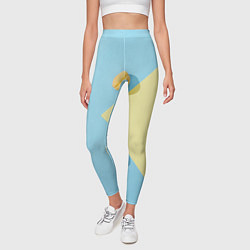 Леггинсы женские Жёлтый и голубой цвета и абрикосы, цвет: 3D-принт — фото 2