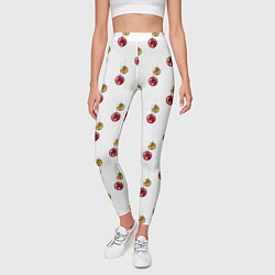Леггинсы женские Золотые и красные елочные шары - паттерн, цвет: 3D-принт — фото 2