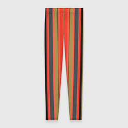 Леггинсы женские Вертикальные полосы в оранжево-коричневых тонах, цвет: 3D-принт