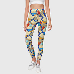 Леггинсы женские Книги и котики, цвет: 3D-принт — фото 2