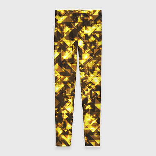 Женские легинсы Золотой узор треугольники на черном фоне / 3D-принт – фото 1