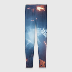 Женские легинсы Множество неоновых блоков во тьме и туман