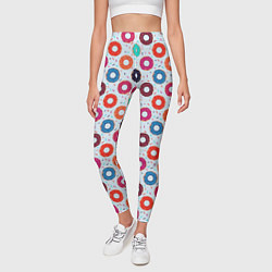 Леггинсы женские Пончики на светлом фоне, цвет: 3D-принт — фото 2