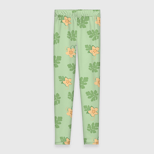 Женские легинсы Узор из цветков и листьев арбуза / 3D-принт – фото 1