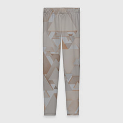 Леггинсы женские Геометрическое множество серых и бежевых треугольн, цвет: 3D-принт