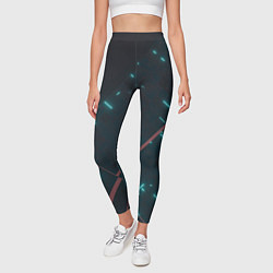 Леггинсы женские Неоновые линии в полной темноте, цвет: 3D-принт — фото 2