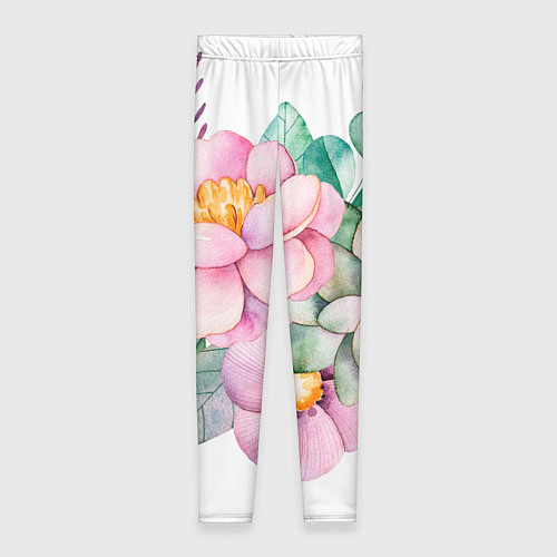 Женские легинсы Пастельные цветы - посередине / 3D-принт – фото 1