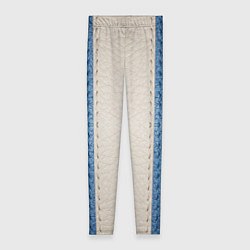 Леггинсы женские Кожа синяя белая, цвет: 3D-принт