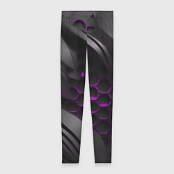 Леггинсы женские Черные объекты с фиолетовой сеткой, цвет: 3D-принт