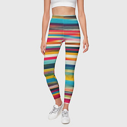 Леггинсы женские Разноцветные горизонтальные полосы, цвет: 3D-принт — фото 2