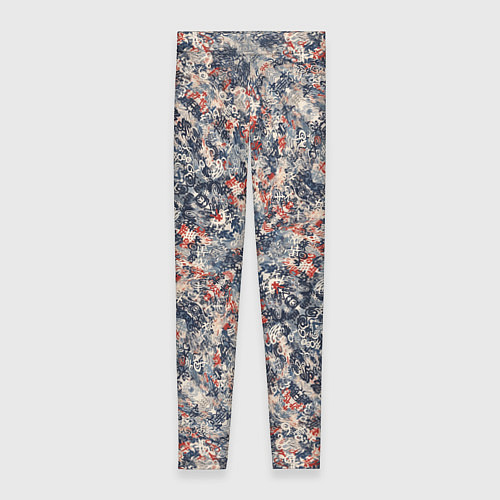 Женские легинсы Сине-бело-красные иероглифы / 3D-принт – фото 1