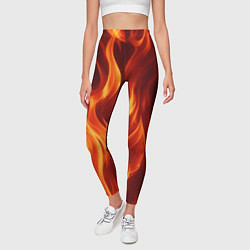 Леггинсы женские Костёр на чёрном фоне, цвет: 3D-принт — фото 2