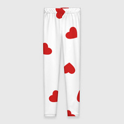 Леггинсы женские Красные сердечки на белом, цвет: 3D-принт