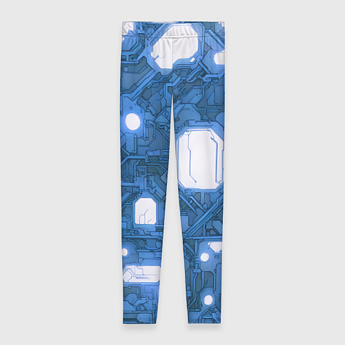 Женские легинсы Синие кибернетические схемы неон / 3D-принт – фото 1