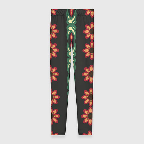 Женские легинсы Красочный цветочный орнамент с ромашками / 3D-принт – фото 1