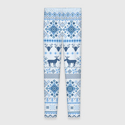 Женские легинсы Blue sweater with reindeer