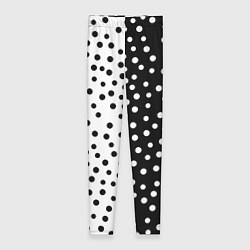 Леггинсы женские Две половины чёрный и белый горошек, цвет: 3D-принт