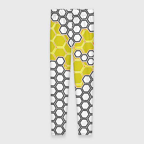 Женские легинсы Жёлтая энерго-броня из шестиугольников / 3D-принт – фото 1