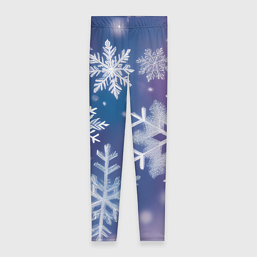 Женские легинсы Снежинки на фиолетово-синем фоне / 3D-принт – фото 1