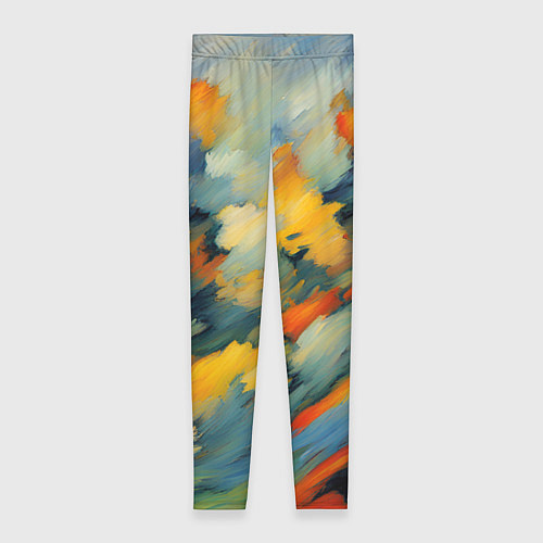 Женские легинсы Жёлтые и синие мазки / 3D-принт – фото 1