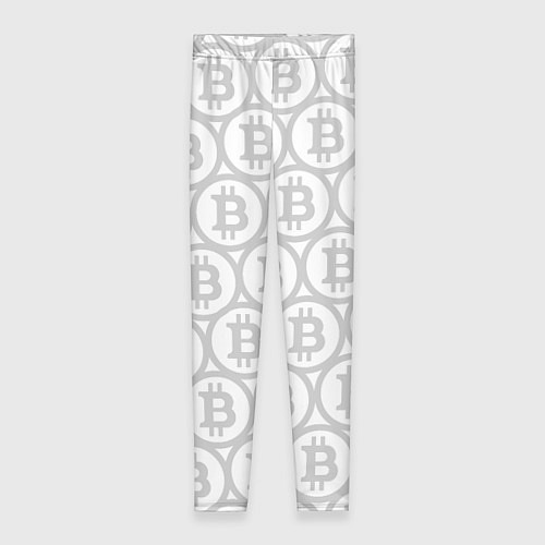 Женские легинсы Биткоин патерн на белом фоне / 3D-принт – фото 1