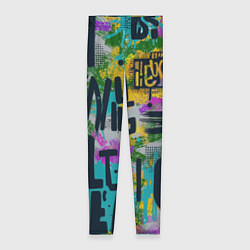 Женские легинсы Загадочный абстрактный текст на ярком фоне