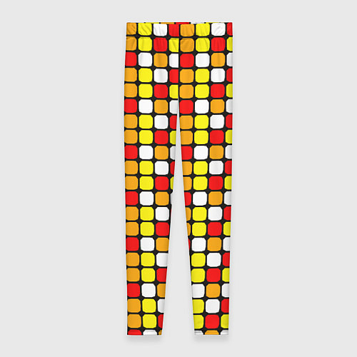 Женские легинсы Красные, жёлтые и белые квадраты / 3D-принт – фото 1