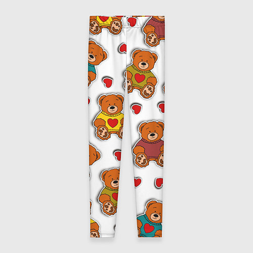 Женские легинсы Наклейки стикер мишки и сердечки / 3D-принт – фото 1