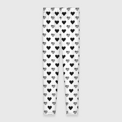 Леггинсы женские Черно-белые сердечки, цвет: 3D-принт