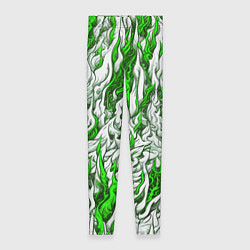 Леггинсы женские Белый и зелёный узор, цвет: 3D-принт