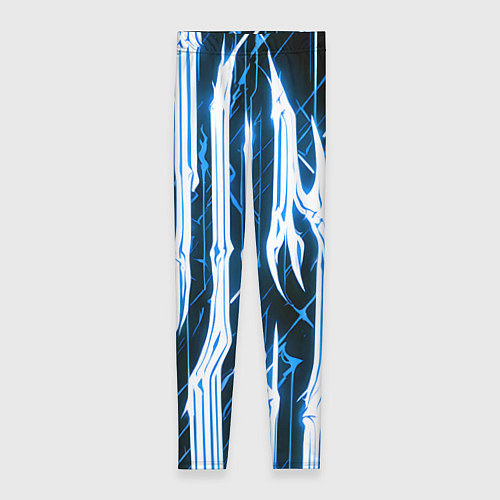 Женские легинсы Синие неоновые полосы на чёрном фоне / 3D-принт – фото 1