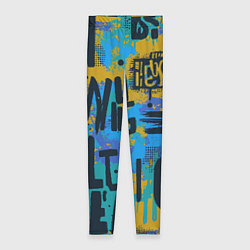 Женские легинсы Крупные буквы на цветном фоне