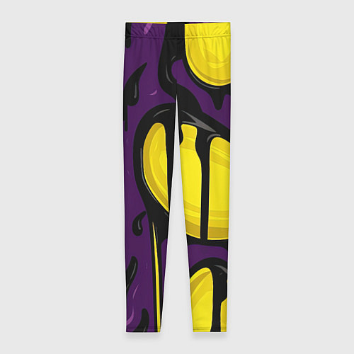 Женские легинсы Желтые яркие пятна краски на фиолетовом / 3D-принт – фото 1