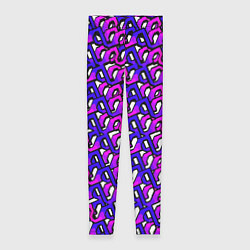 Леггинсы женские Фиолетовый узор и чёрная обводка, цвет: 3D-принт