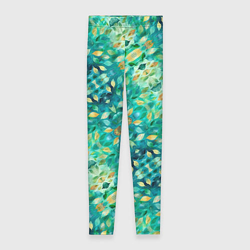 Женские легинсы Изумрудная акварельная весенняя листва / 3D-принт – фото 1
