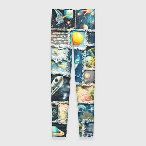 Женские легинсы Космические обитатели - пэчворк / 3D-принт – фото 1