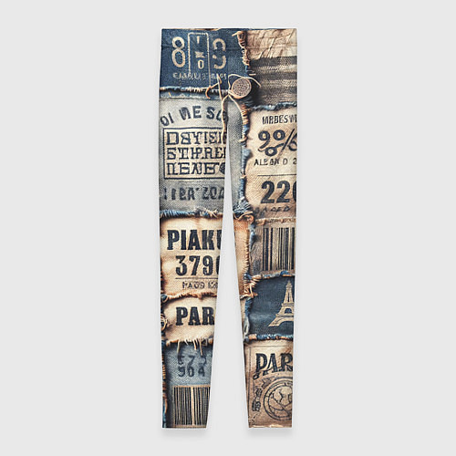 Женские легинсы Пэчворк джинсы из Парижа / 3D-принт – фото 1
